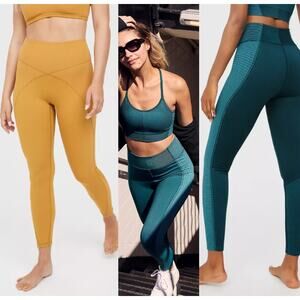 NWT Offline By Aerie LOT OF 2 Leggings - Green & Mustard Sports Gym Bundle Sz XS